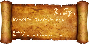 Kozár Szofrónia névjegykártya